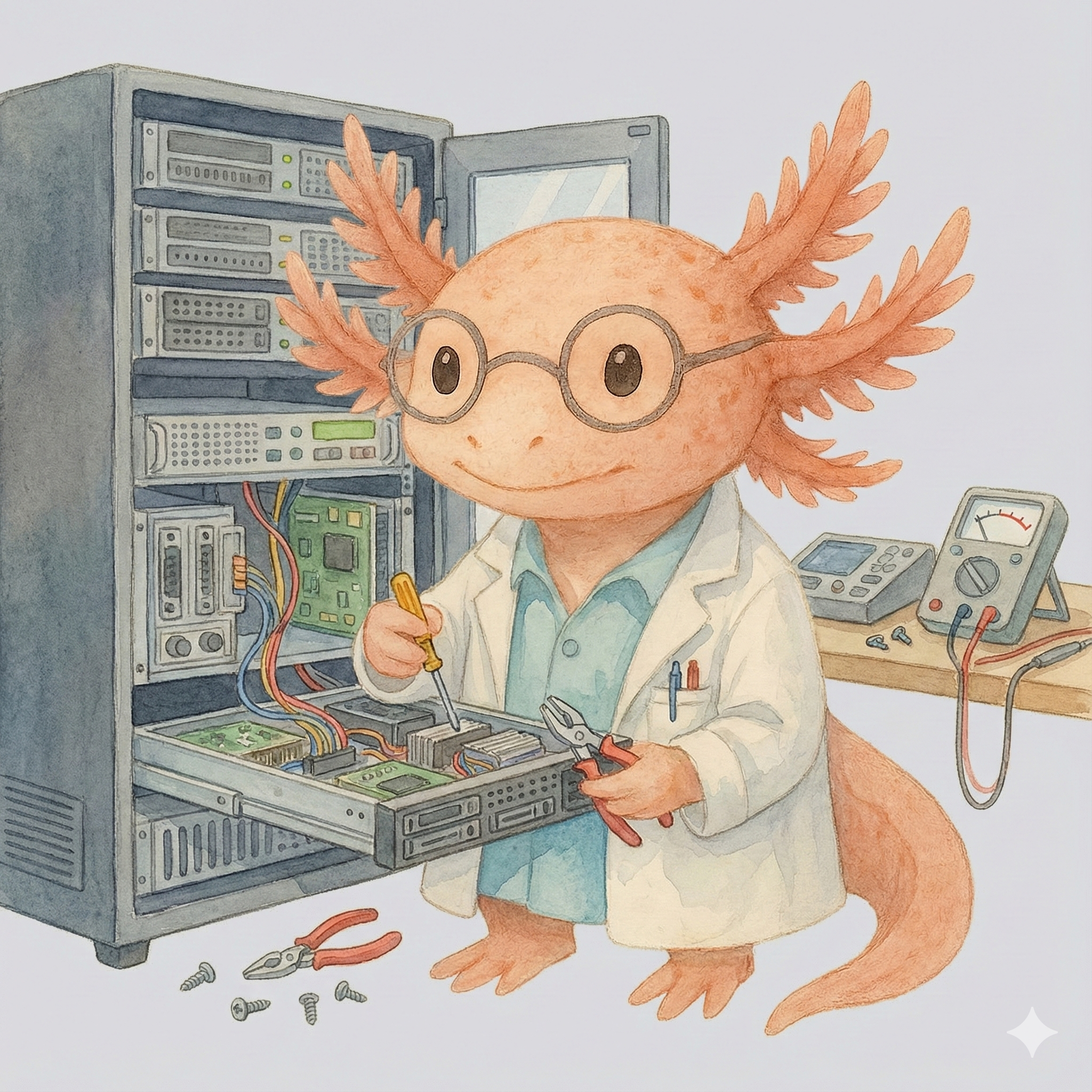 Ajolote reparando servidor